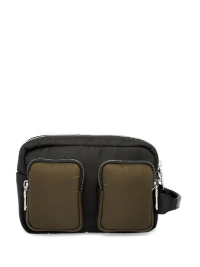 Shop Prada Logo Patch Multi-pocket Pouch In F098a Black/camouflage