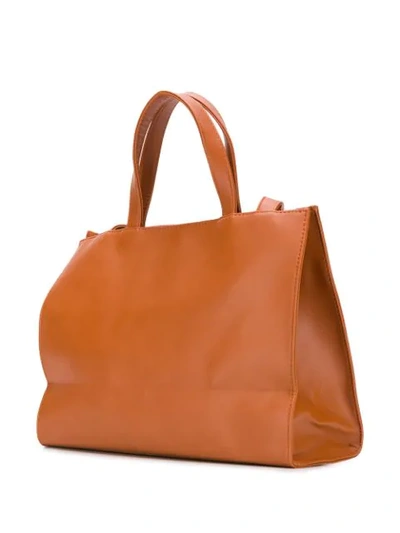 Shop Telfar Logo Embossed Shopping Bag In Brown