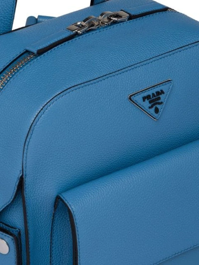 Shop Prada Logo Plaque Backpack In Blue