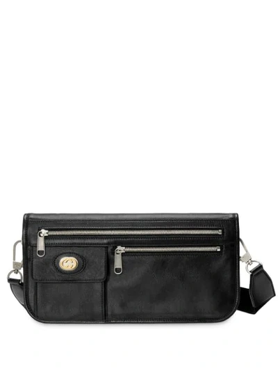 Shop Gucci Medium Leather Shoulder Bag In Black