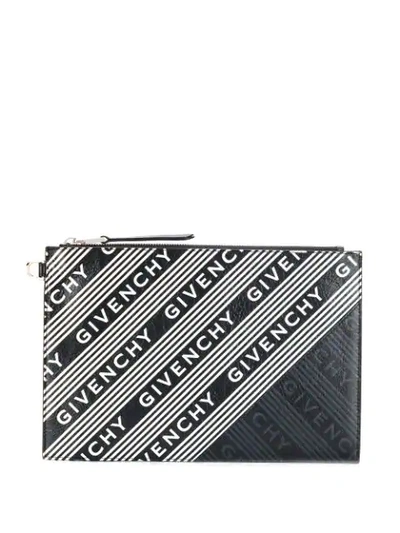 Shop Givenchy Large Logo Print Pouch In 001 Black