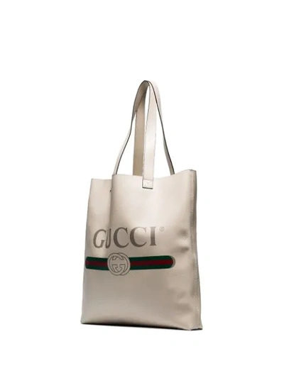 Gucci Floral-print Logo Tote Bag in White –