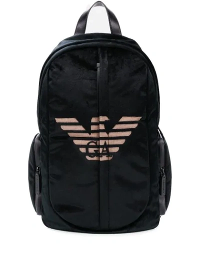 Shop Emporio Armani Logo Print Backpack In 81073 Black/black