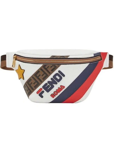 Shop Fendi Mania Panelled Belt Bag In White