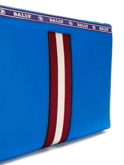 Shop Bally Stripe Trim Clutch In Blue