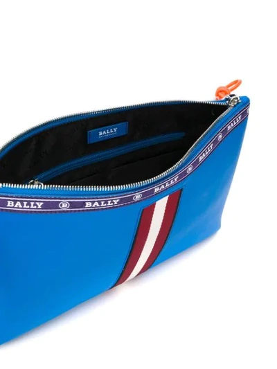 Shop Bally Stripe Trim Clutch In Blue