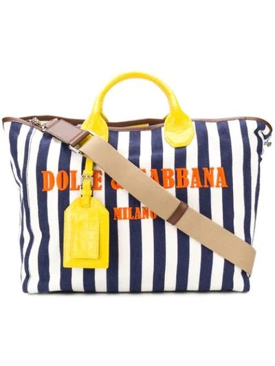 Shop Dolce & Gabbana Logo Embroidered Tote Bag - White