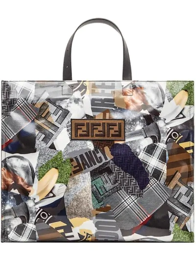 Shop Fendi Collage Logo Tote  In Multicolour