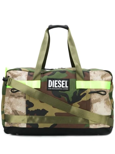 Shop Diesel Camo Duffle Holdall In Green