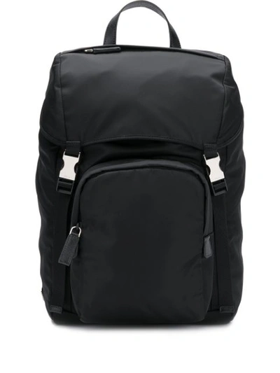 Shop Prada Buckled Backpack In Black
