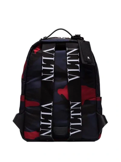 Shop Valentino Camo-print Backpack In Blue