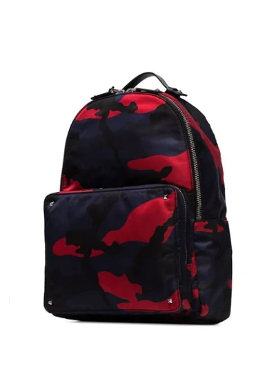 Shop Valentino Camo-print Backpack In Blue