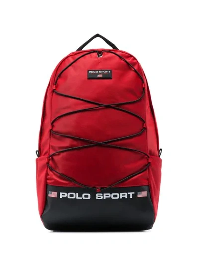 Shop Polo Ralph Lauren Logo Print Backpack In Red