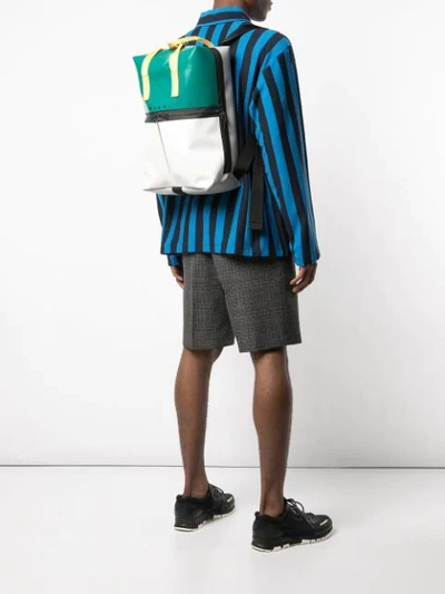 Shop Marni Colour Block Backpack In Green