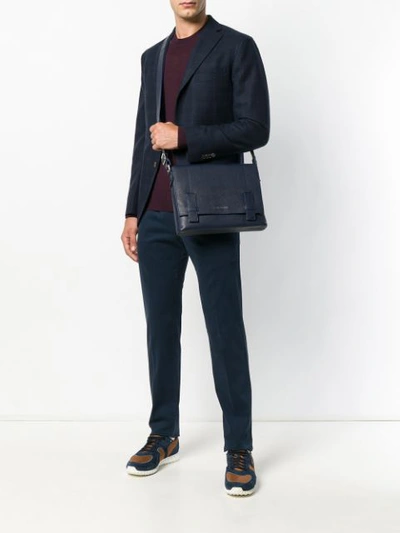 Shop Orciani Leather Shoulder Bag - Blue