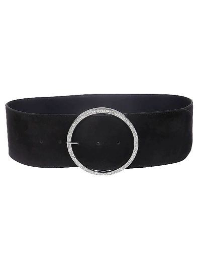 Shop Alessandra Rich Circular Jewel Buckle Belt In Black