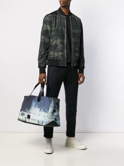 Shop Paul Smith Printed Holdall In Blue