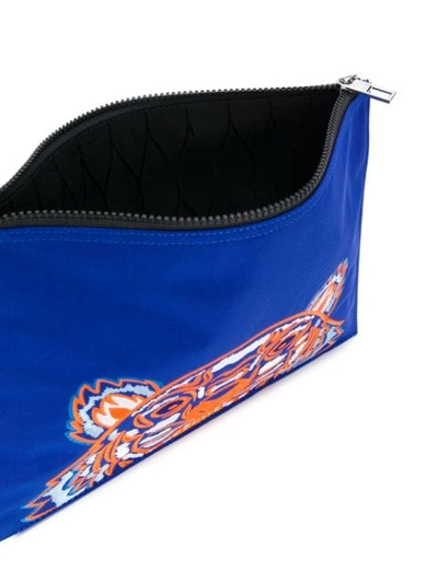 Shop Kenzo Embroidered Tiger Pouch In 74a Blue