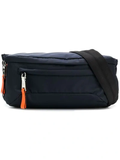 Shop Prada Panelled Belt Bag In Blue