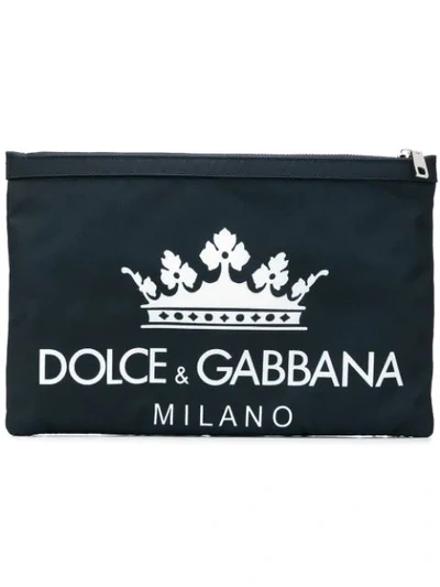 Shop Dolce & Gabbana Logo Print Clutch - Blue