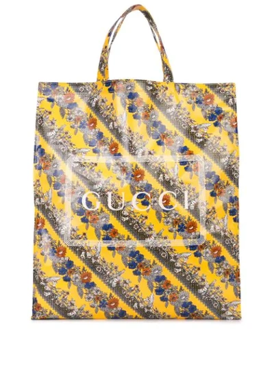 Shop Gucci Medium Logo Tote In Yellow
