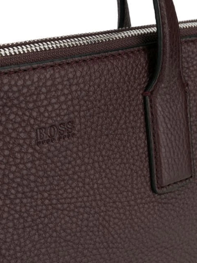 Shop Hugo Boss Zipped Laptop Bag In Brown