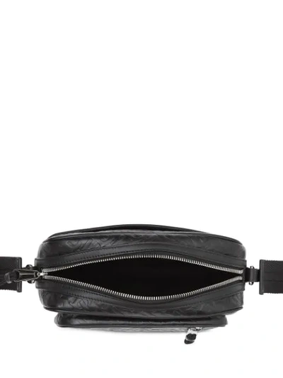 Shop Burberry Monogram Leather Crossbody Bag In Black