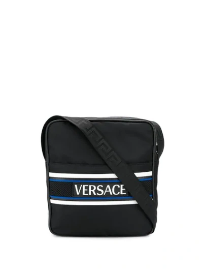 Shop Versace Schultertasche Mit Netzeinsatz In Black