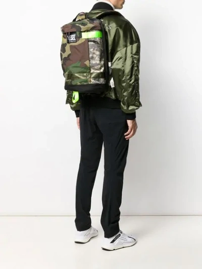 Shop Diesel Rucksack Mit Camouflage-print In Green