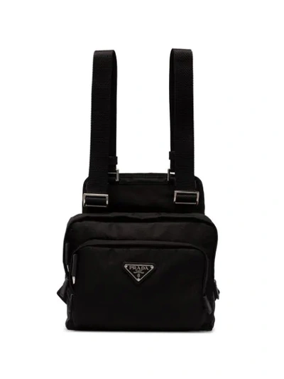 Shop Prada Multiple Pocket Backpack In Black