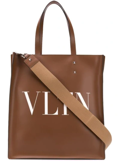 Shop Valentino Garavani Vltn Tote Bag In Brown