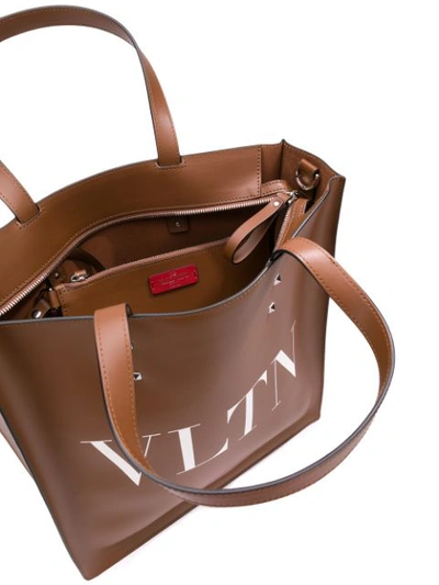 Shop Valentino Garavani Vltn Tote Bag In Brown