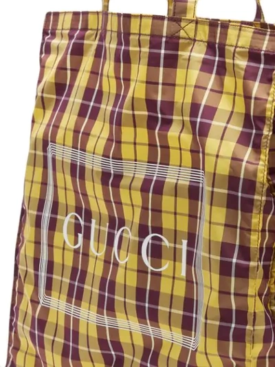 Shop Gucci Medium  Print Check Tote In 9077 Yellow