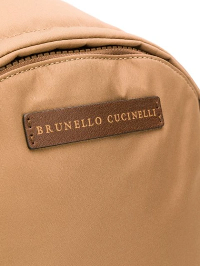 BRUNELLO CUCINELLI LOGO ZIPPED BACKPACK - 棕色