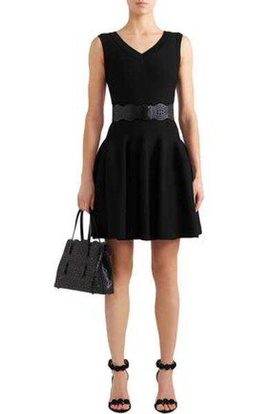 Shop Alaïa Jacquard-knit Mini Dress In Black