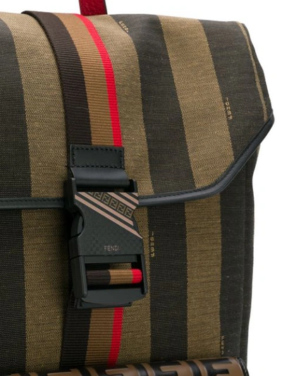 Shop Fendi Stripe Logo Backpack In Green