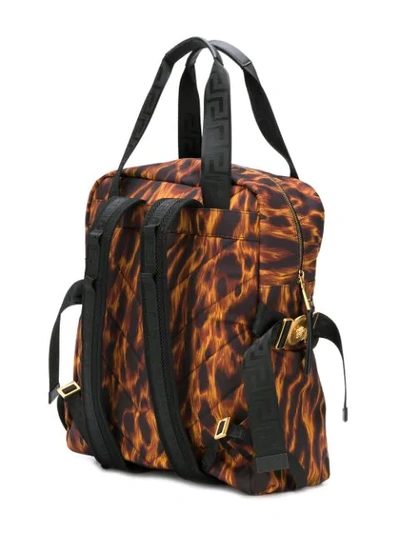 Shop Versace Leopard Backpack Tote - Black