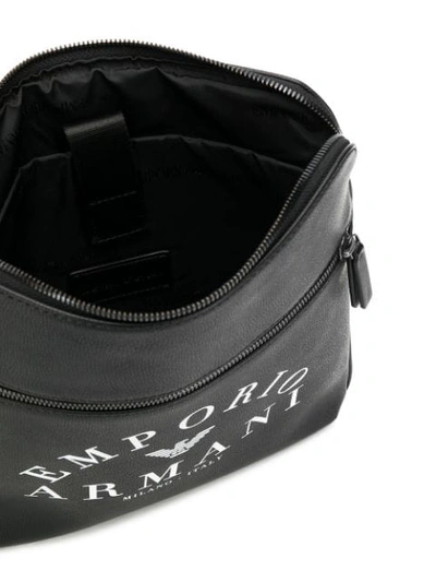 Shop Emporio Armani Logo Print Shoulder Bag In Black