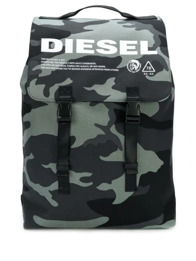 Shop Diesel Camo Backpack In Green