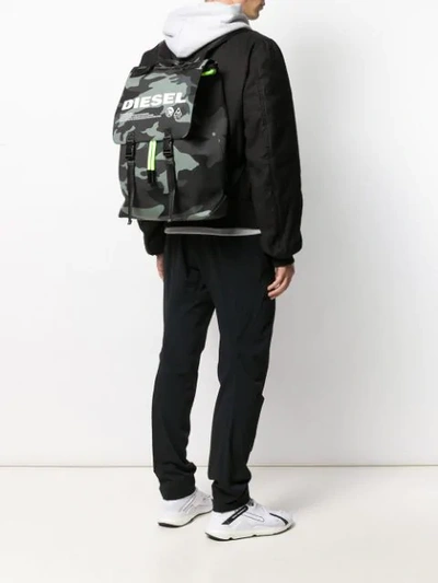 Shop Diesel Camo Backpack In Green