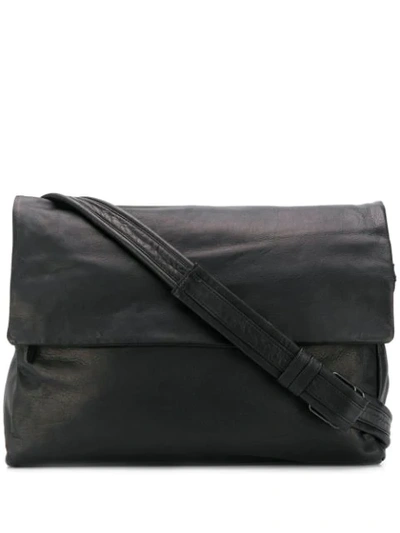 Shop Yohji Yamamoto Foldover Satchel Bag In Black