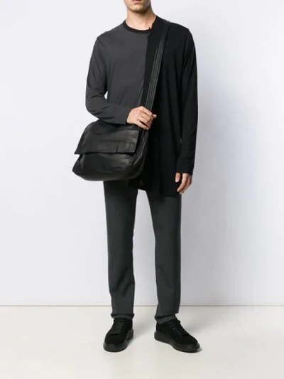 Shop Yohji Yamamoto Foldover Satchel Bag In Black