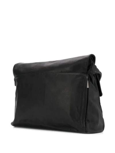 Shop Yohji Yamamoto Foldover Satchel Bag In Black