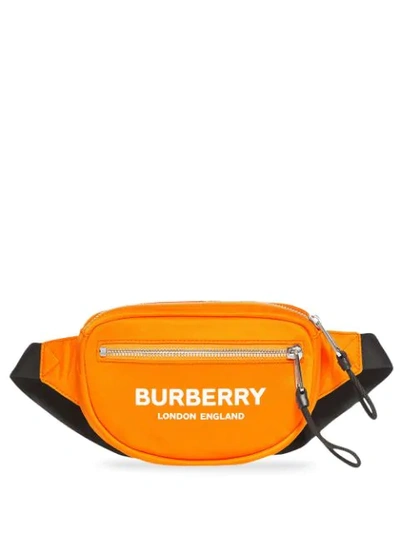 Shop Burberry Logo Print Belt Bag In Orange