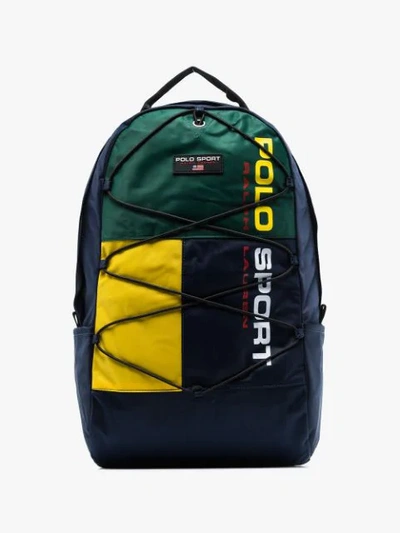 Shop Polo Ralph Lauren Logo Printed Backpack In Blue