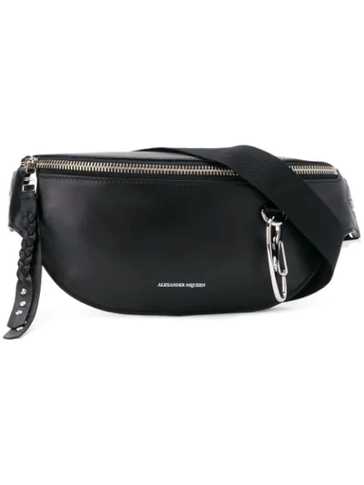 Shop Alexander Mcqueen Logo Zipped Belt Bag - Black