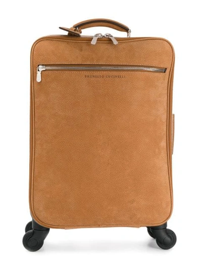 Shop Brunello Cucinelli Four Wheel Suitcase In Neutrals