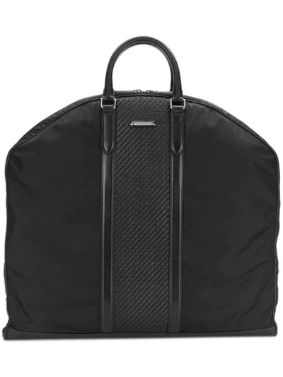 Shop Ermenegildo Zegna Woven Panel Garment Bag In Black