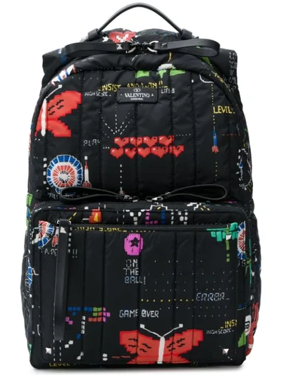 Shop Valentino Printed Quilted Backpack - Black