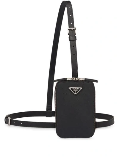 Shop Prada Logo Plaque Harness Body Bag In Black